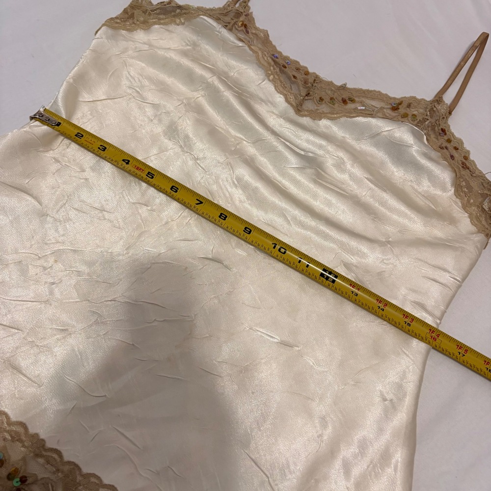 No Boundaries Cream Ivory Satin Crinkle Camisole with gold sequin detailing - Picture 12 of 16